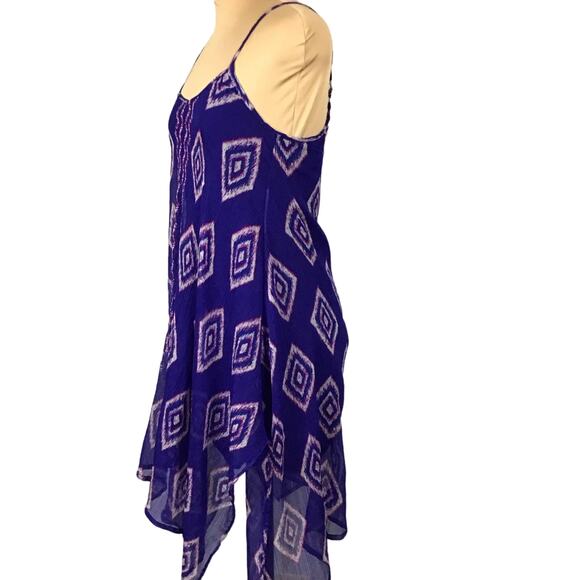 Billabong Rapid Waves Handkerchief Hem Shift Sleeveless Tissue Chiffon Dress S - Picture 5 of 12